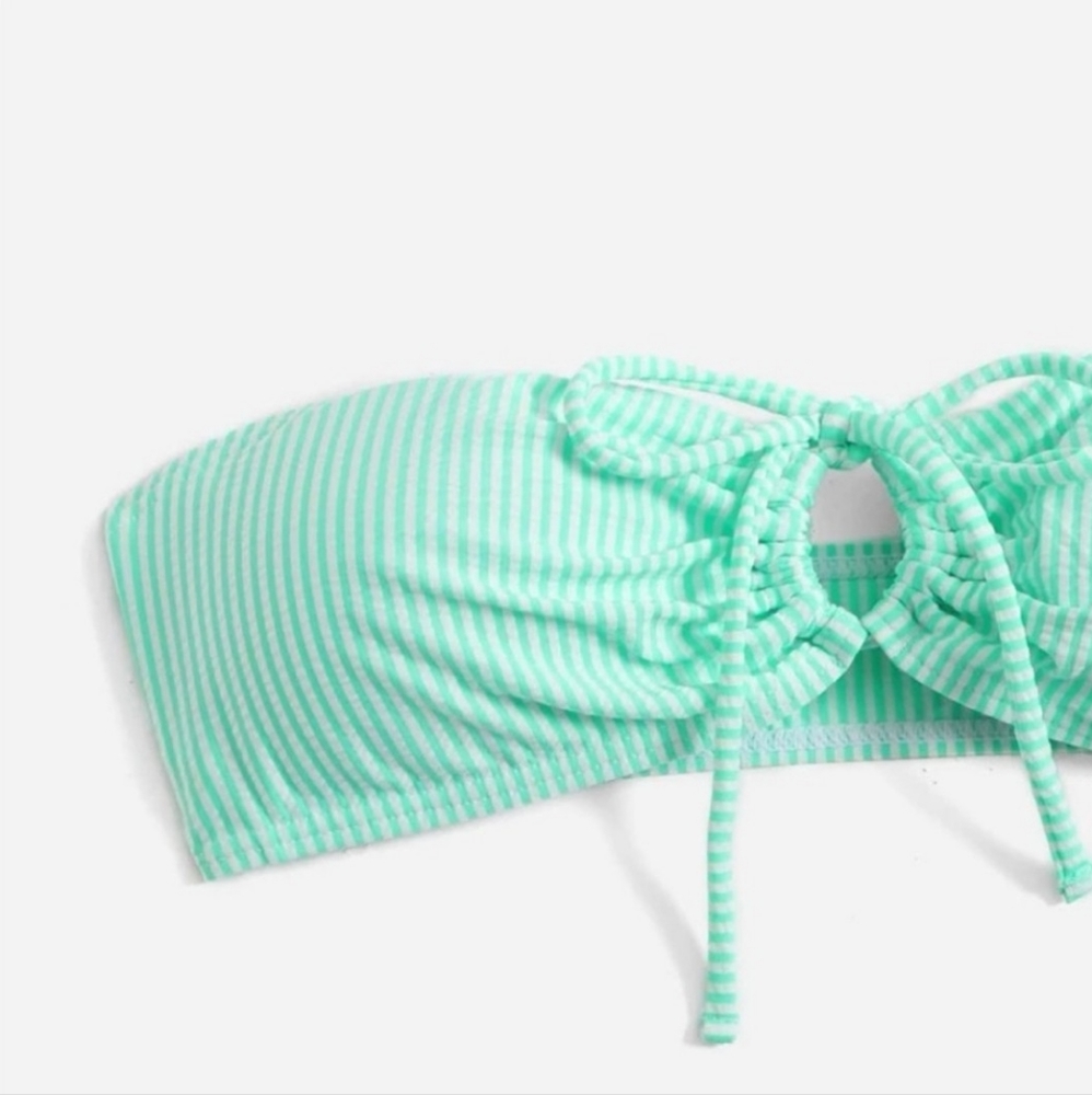 Sexy High Waist Bandeau Mint Striped Bikini✨️ - Picture 11 of 12